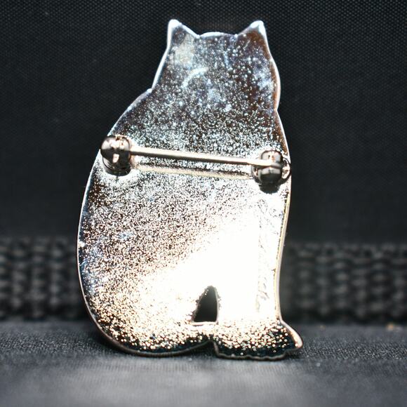 Vintage Laurel Burch Mystic Cat Brooch, Rhodium Plated - Picture 10 of 10